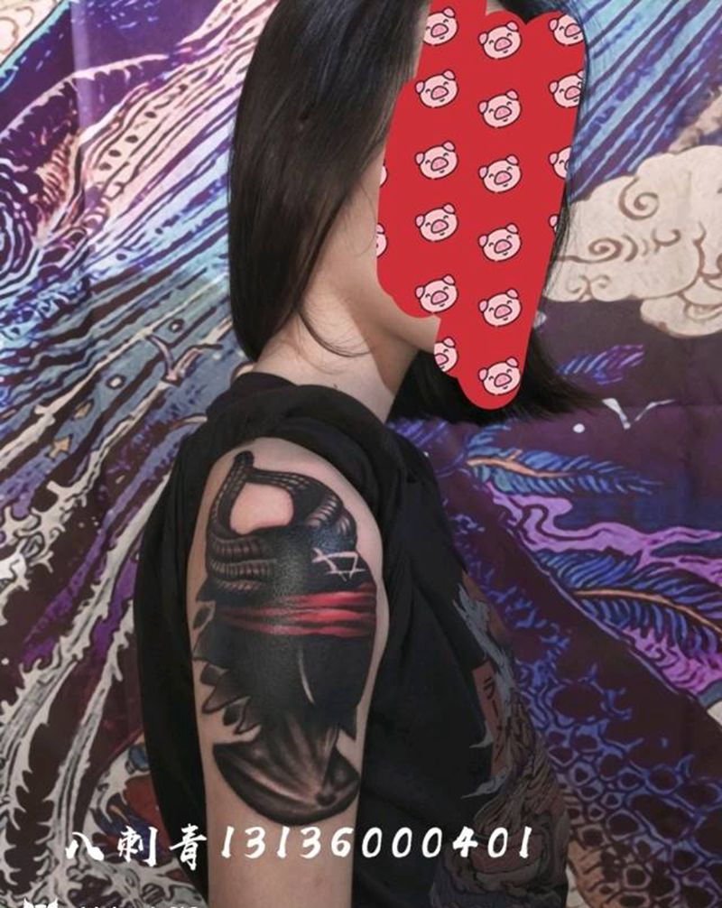 暗黑羊女遮盖纹身图片_手臂纹身图案