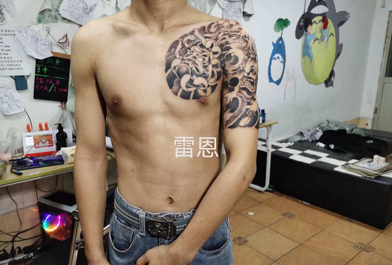 达摩蛋。般若纹身图片_老传统纹身图案