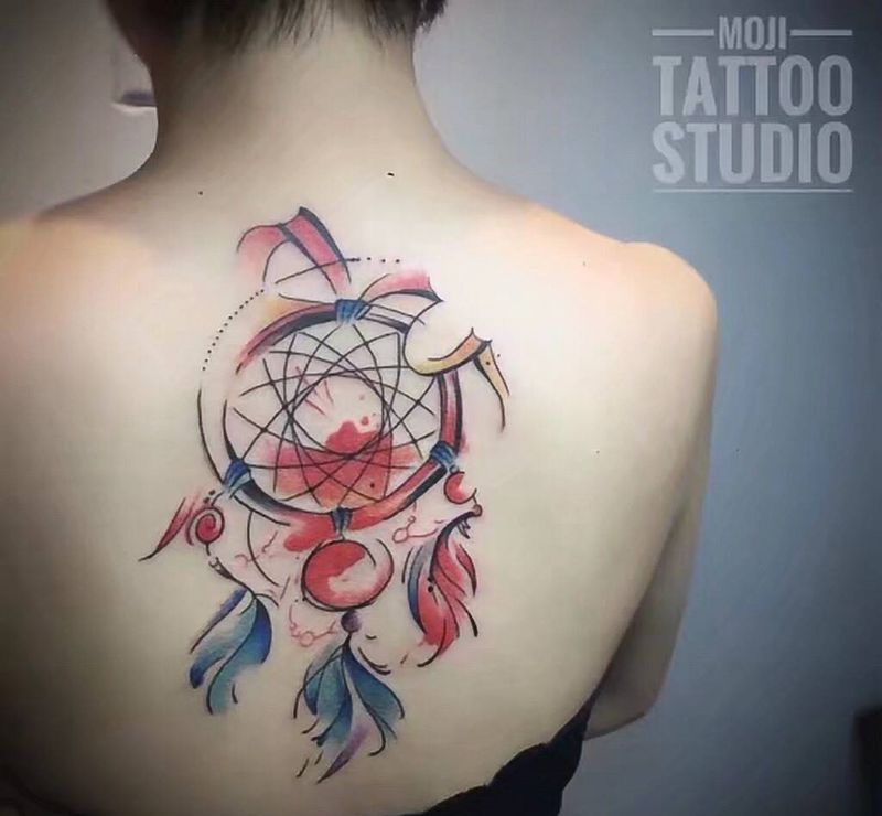 泼墨捕梦网纹身图片