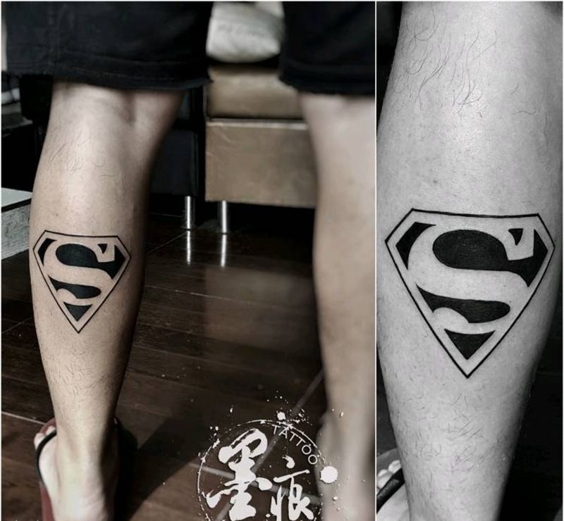 超人标志纹身图片_腿部脚部欧美传统清新几何图腾原创成品纹身图案