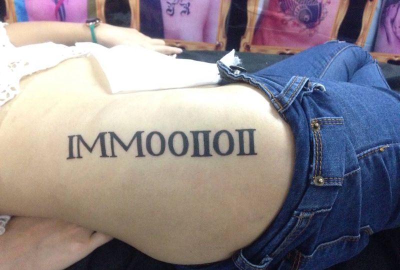 罗马数字纹身图片_成品臀部腰部腹部欧美字符原创纹身图案