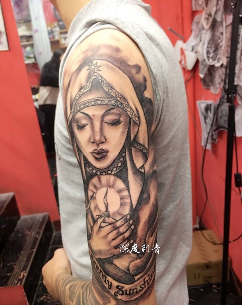 圣母玛利亚纹身图片