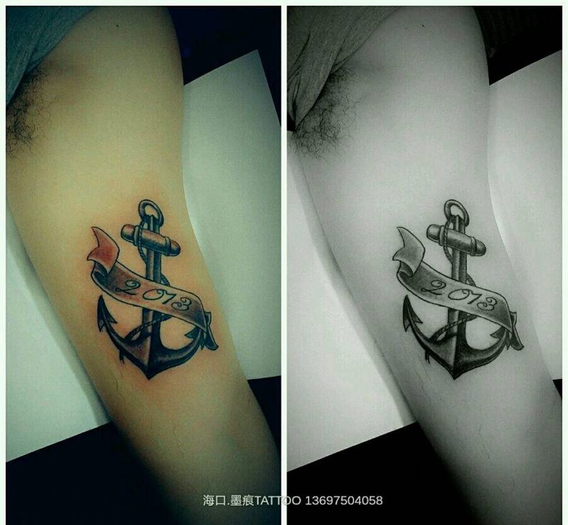 船锚纹身图片_手臂手部欧美清新静物成品纹身图案