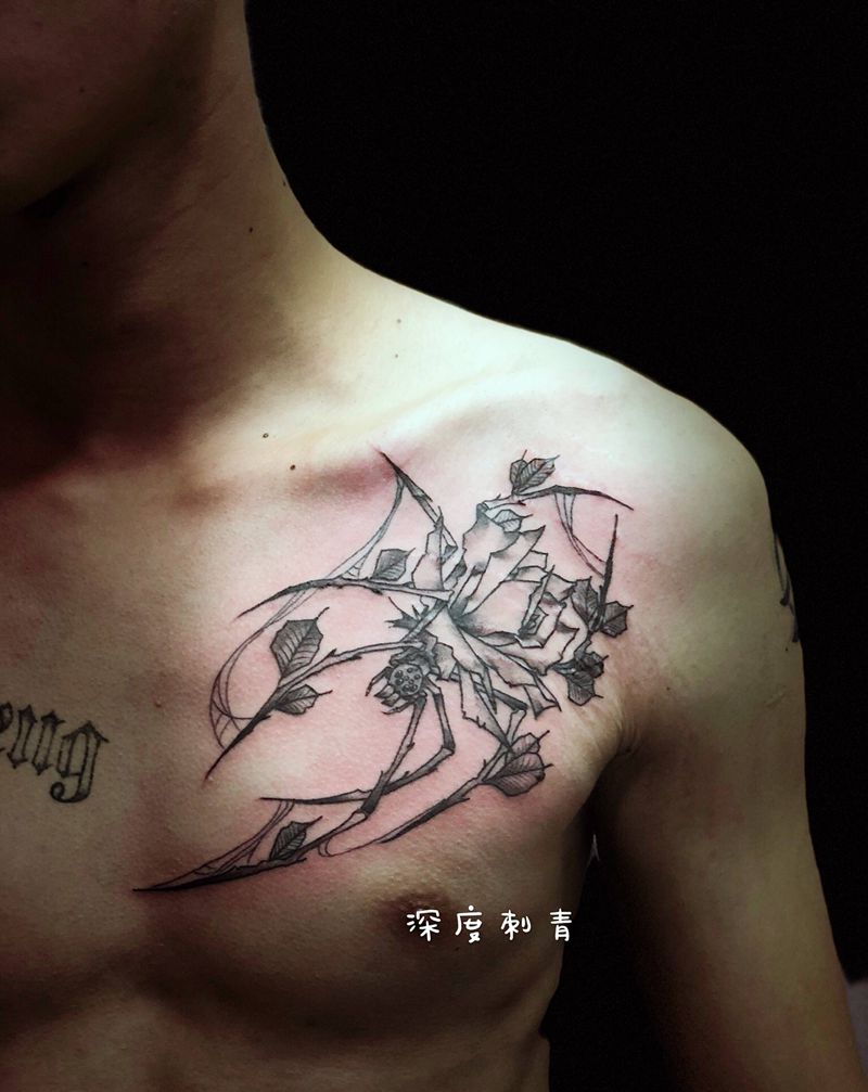 带刺玫瑰纹身图片