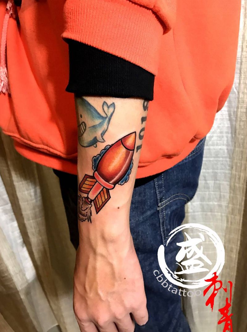 导弹纹身图片_成品手部手臂清新写实欧美静物纹身图案