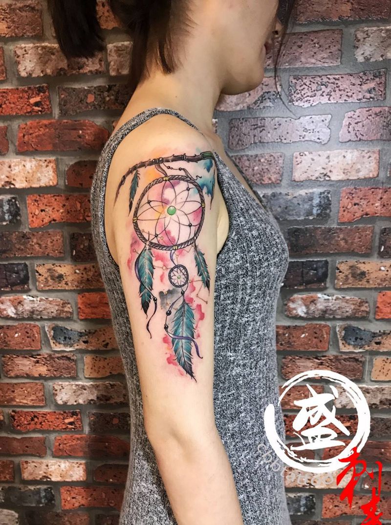 捕梦网纹身图片