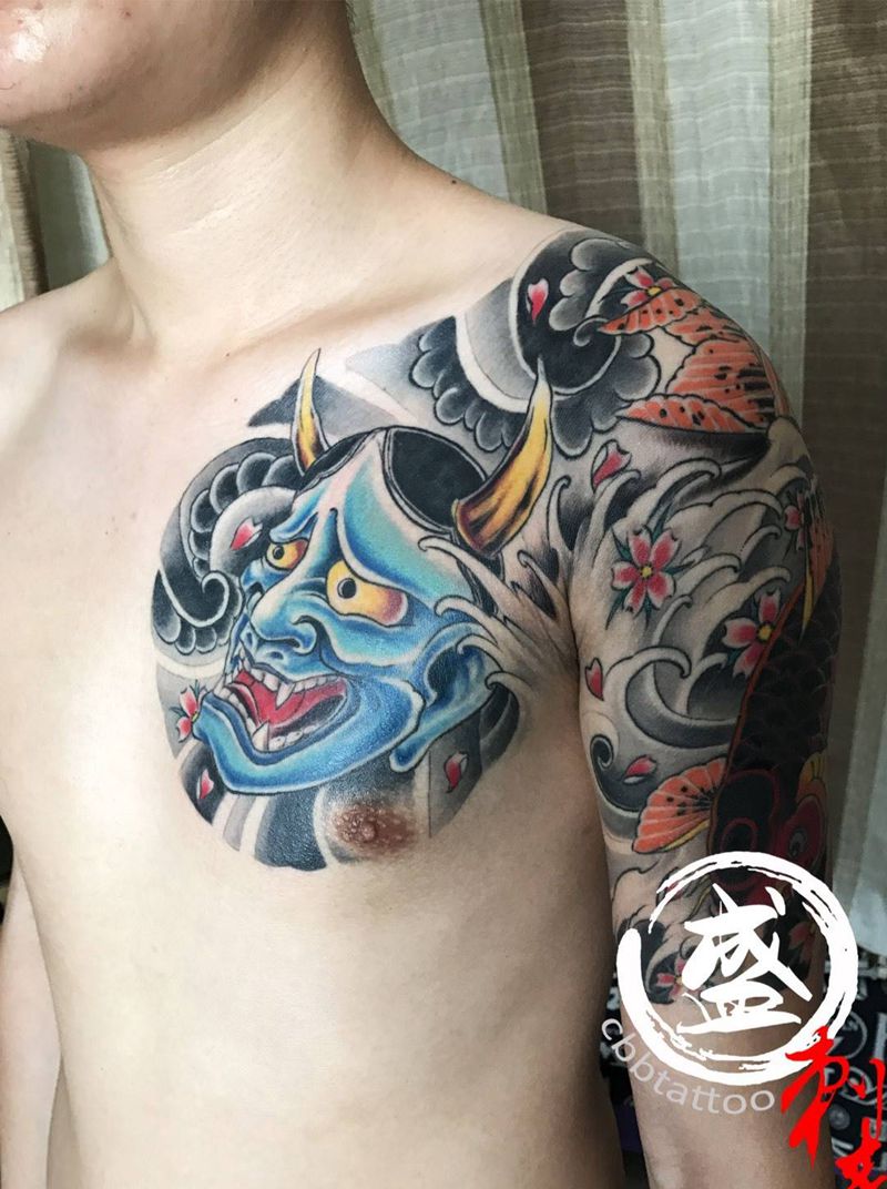 半胛般若鲤鱼纹身图片