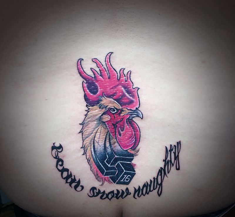 疤痕遮盖纹身图片_腰部New School纹身图案