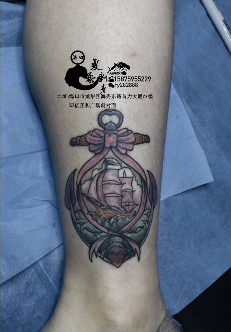 海军锚纹身图片_脚部纹身图案