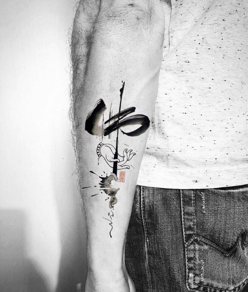 佛纹身图片_水墨纹身图案