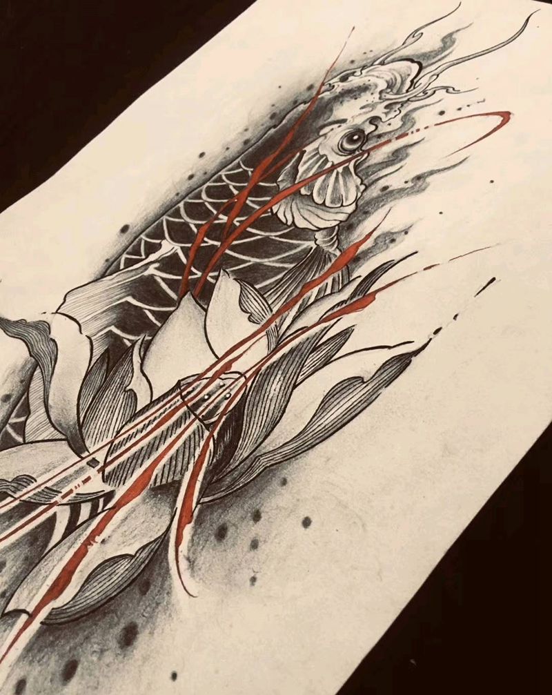 鱼纹身图片_新传统纹身图案