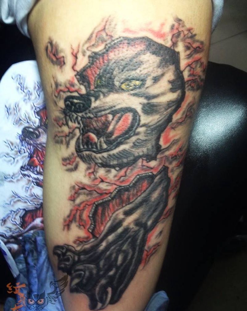 3d狼头纹身图片