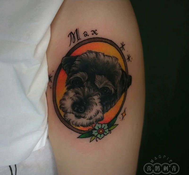 狗狗纹身图片_手臂纹身图案