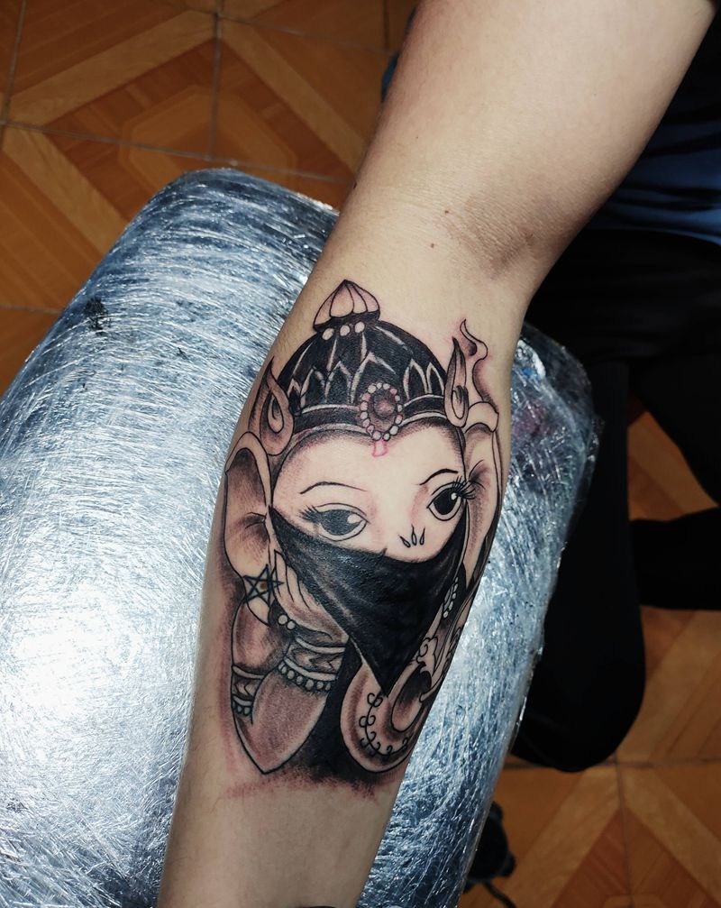 象神原创纹身图片_手臂纹身图案