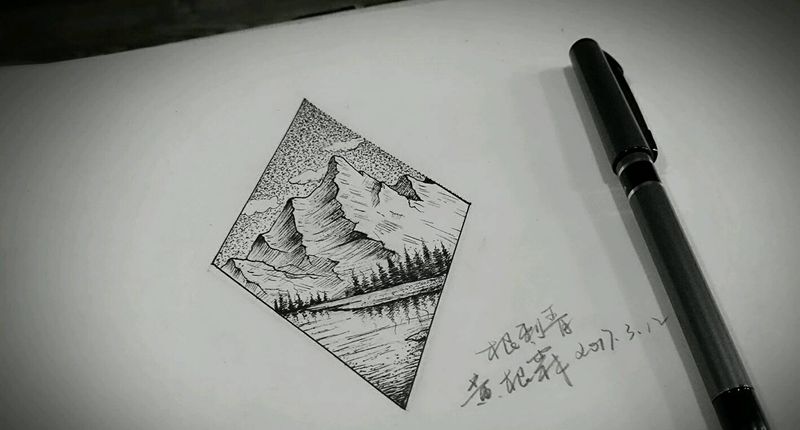 原创手稿纹身图片_手臂清新几何原创点刺手稿纹身图案