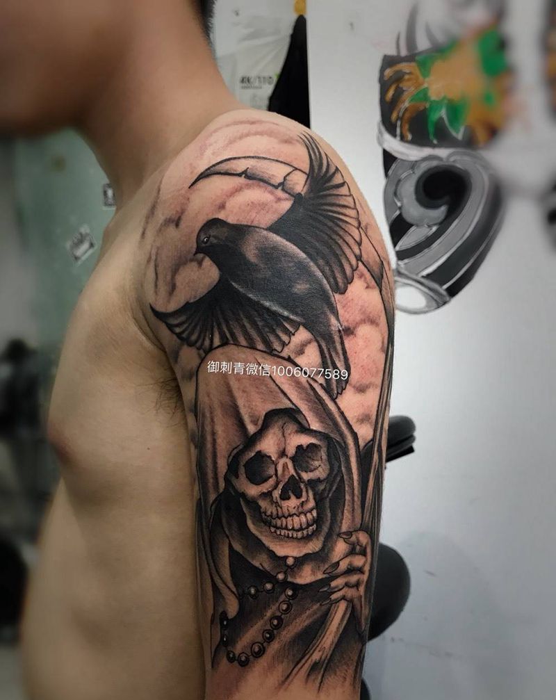 欧美死神遮盖纹身图片