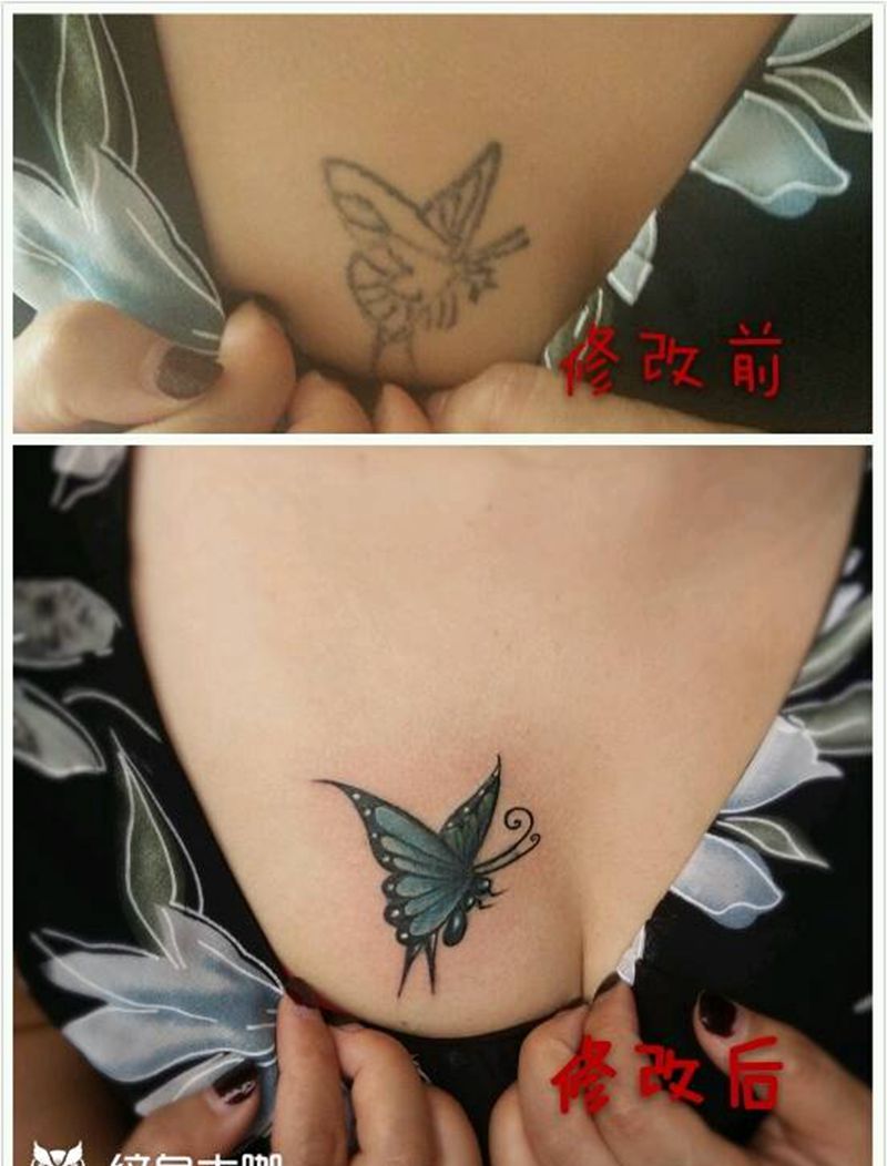 蝴蝶修改纹身图片