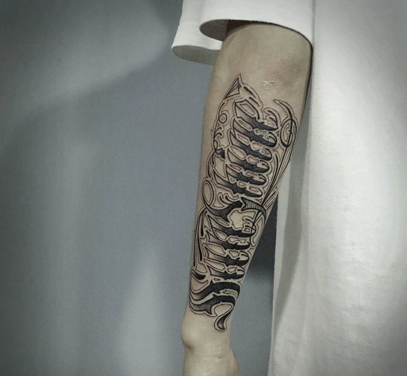 奇卡诺纹身图片_手臂欧美字符原创奇卡诺成品纹身图案