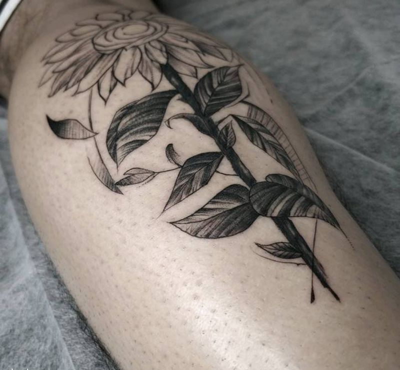 未完纹身图片_腿部纹身图案