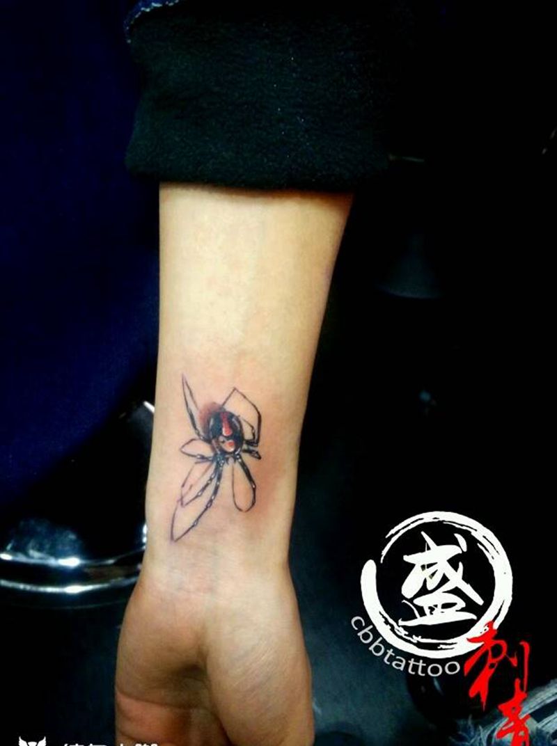 蜘蛛纹身图片_手臂清新动物纹身图案