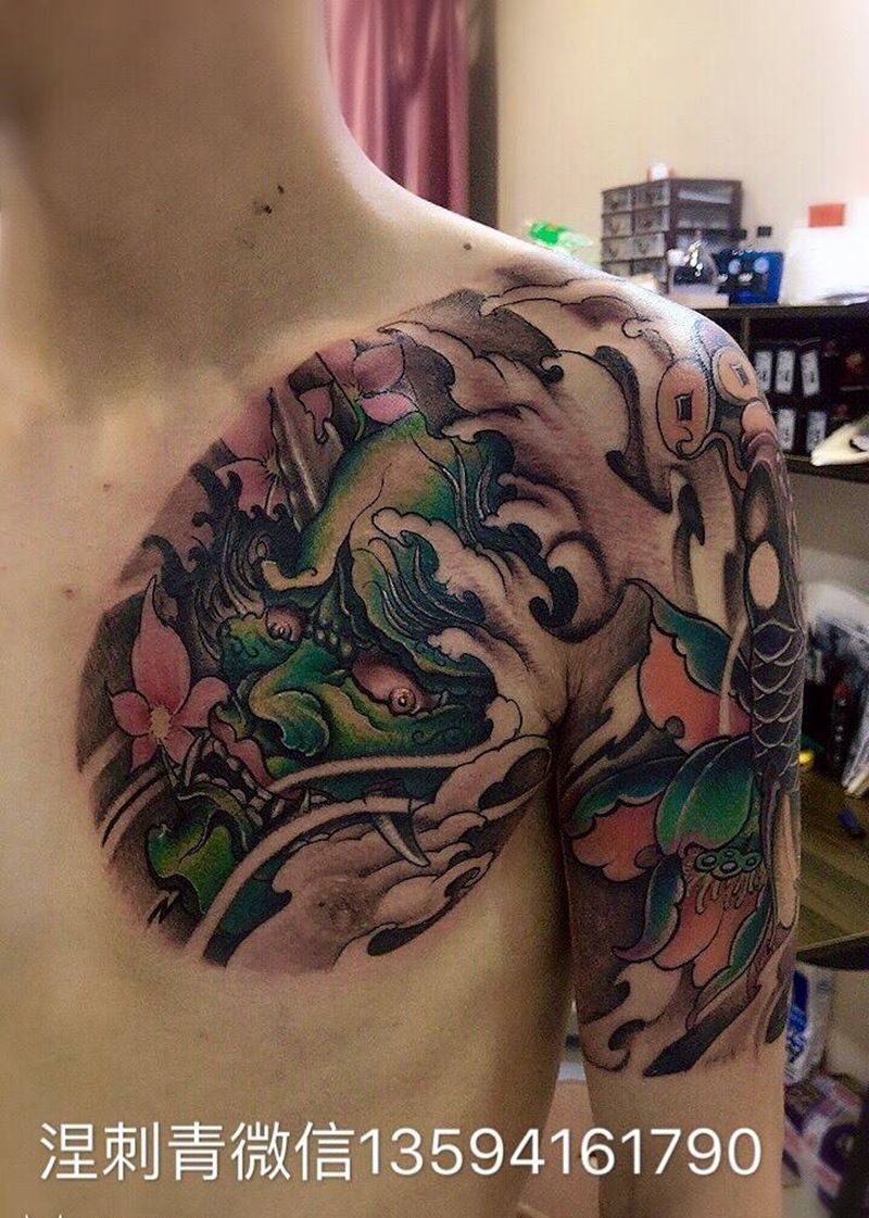 半甲 十三小时完成纹身图片