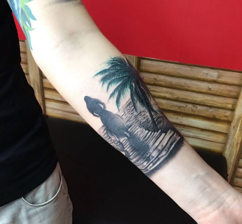 椰风情纹身图片