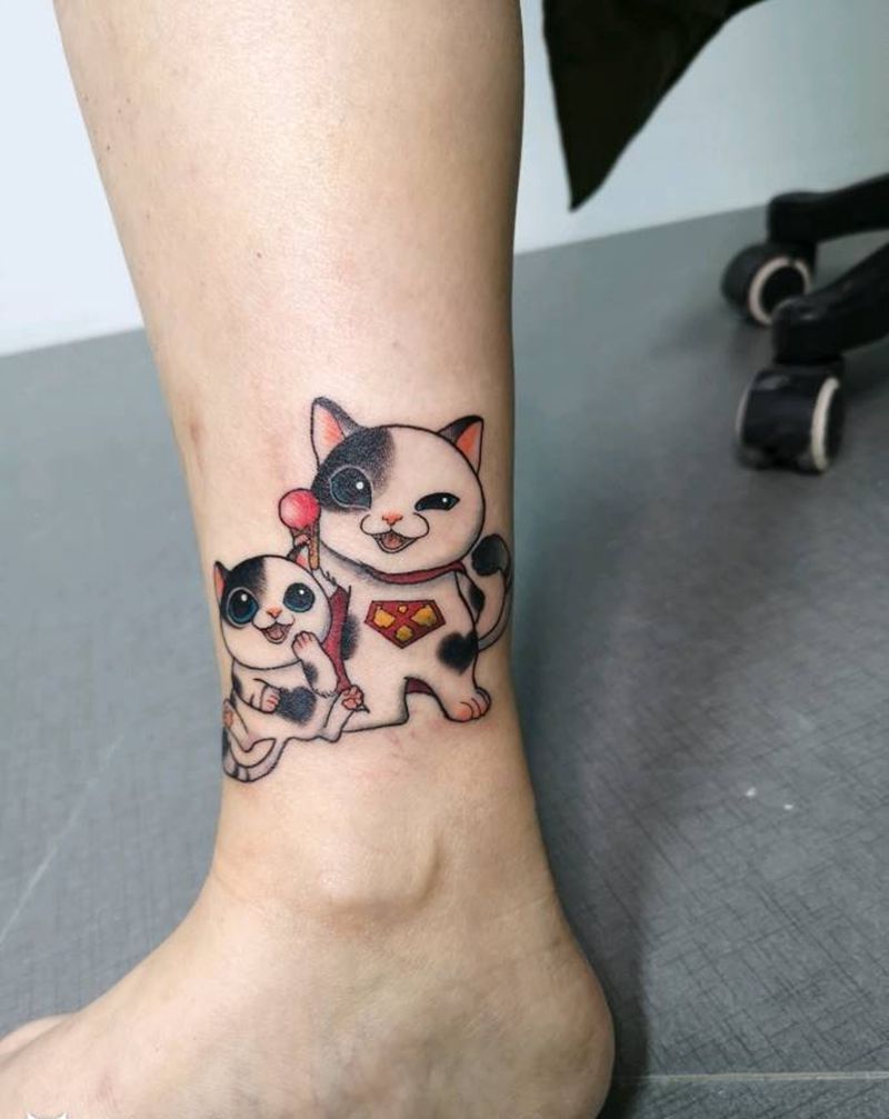 哥俩好纹身图片_脚部New School纹身图案