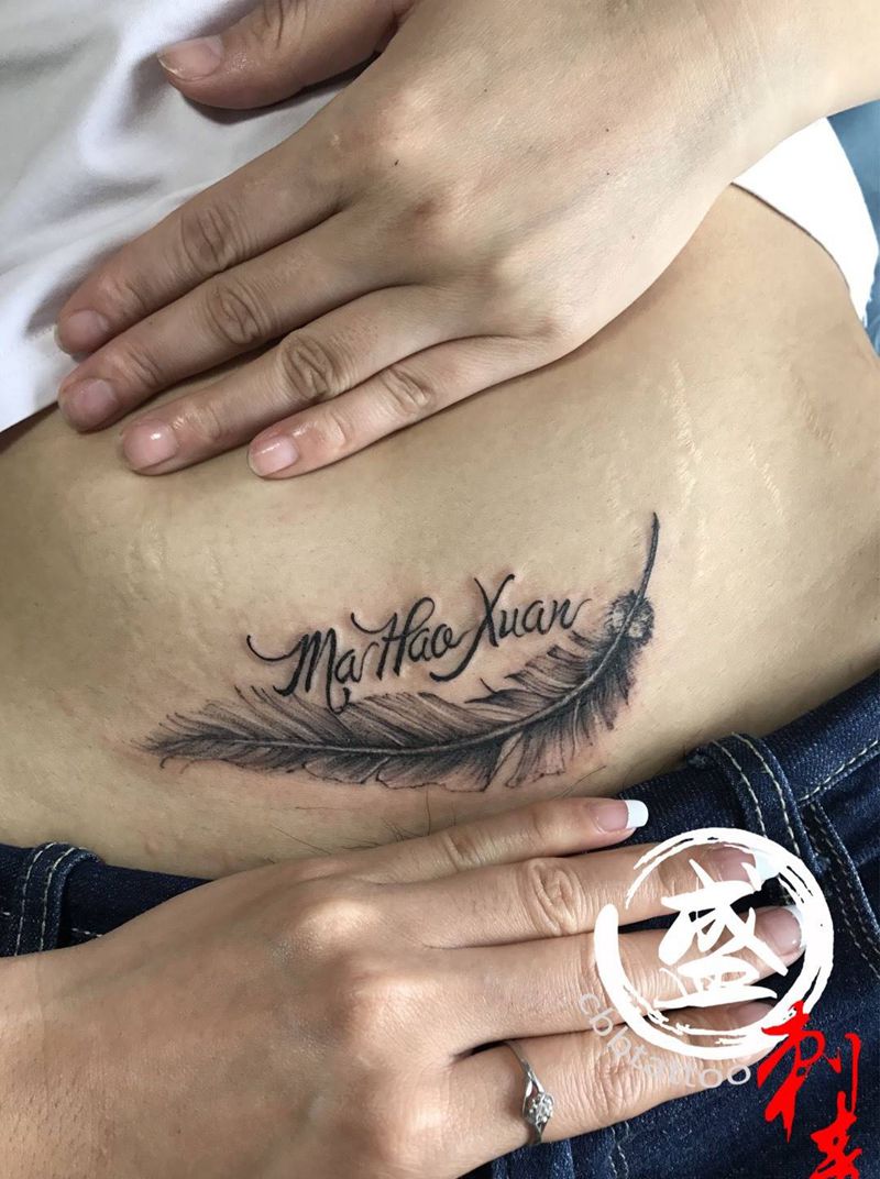 遮盖剖腹产纹身图片