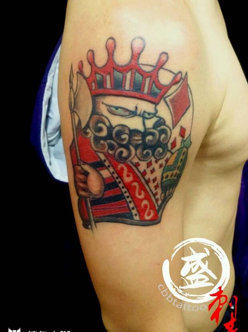 恢复后的老K纹身图片_手臂欧美人物鬼神纹身图案