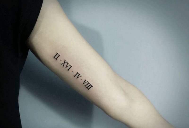 罗马数字纹身图片_手臂清新字符罗马数字成品纹身图案