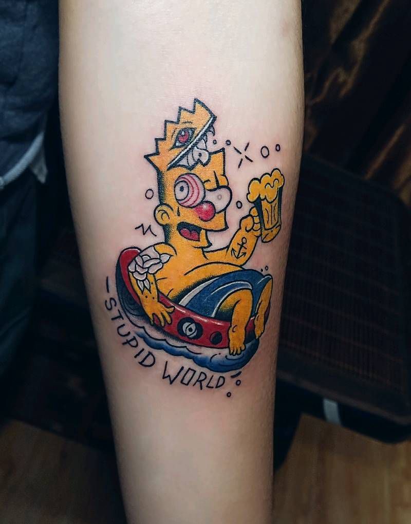 卡通纹身图片_手臂Old School纹身图案