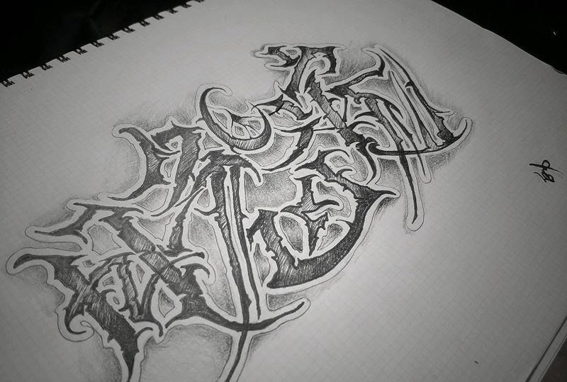 中文花体字手稿纹身图片_手稿纹身图案