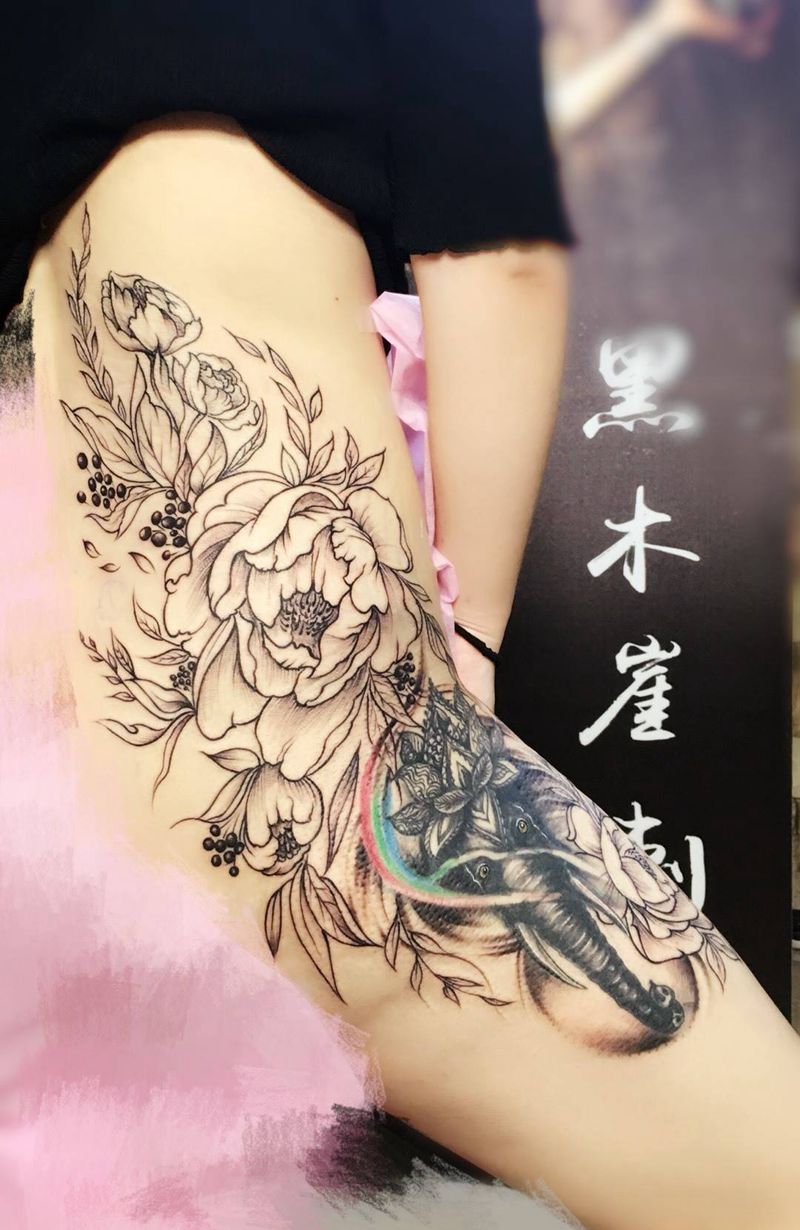 素花（旧图修改）纹身图片