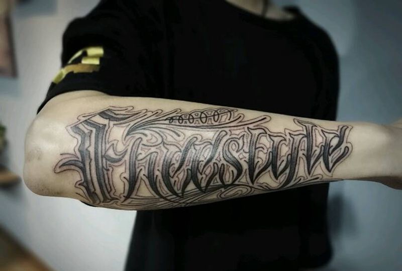 原创奇卡诺纹身图片_手臂欧美字符原创奇卡诺成品纹身图案