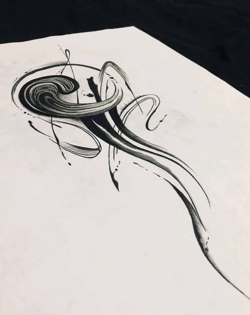 八卦纹身图片_水墨纹身图案