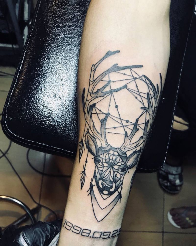 梦网鹿纹身图片