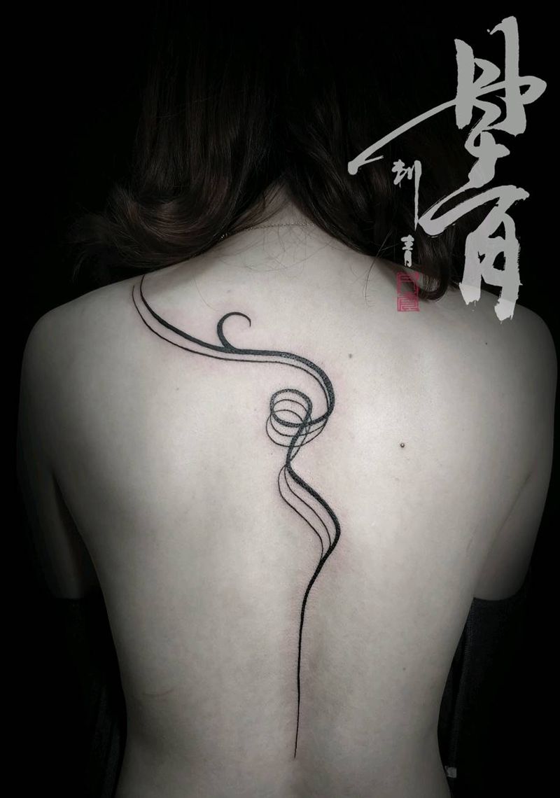 曲线线条纹身图片