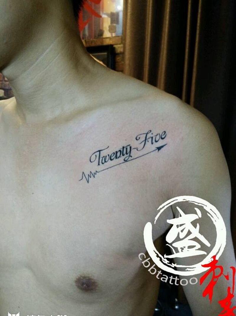 英文纹身图片_胸部清新字符图腾成品纹身图案