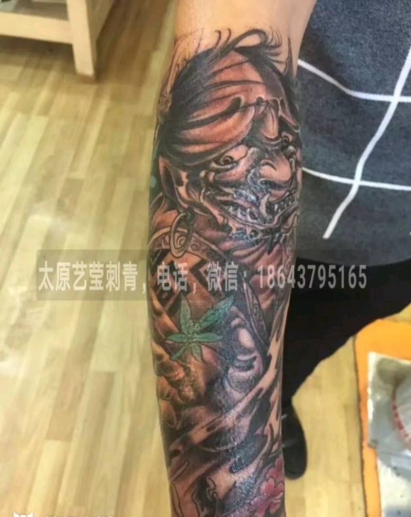 般若包小臂纹身图片_手臂传统人物鬼神成品纹身图案