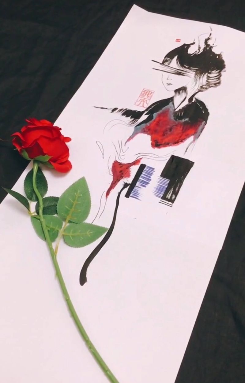 抽象美女纹身图片