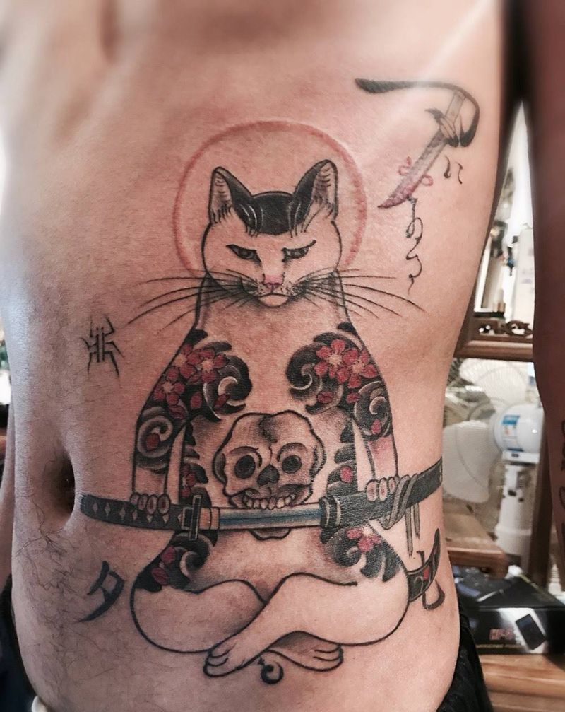 日式猫 传统纹身图片