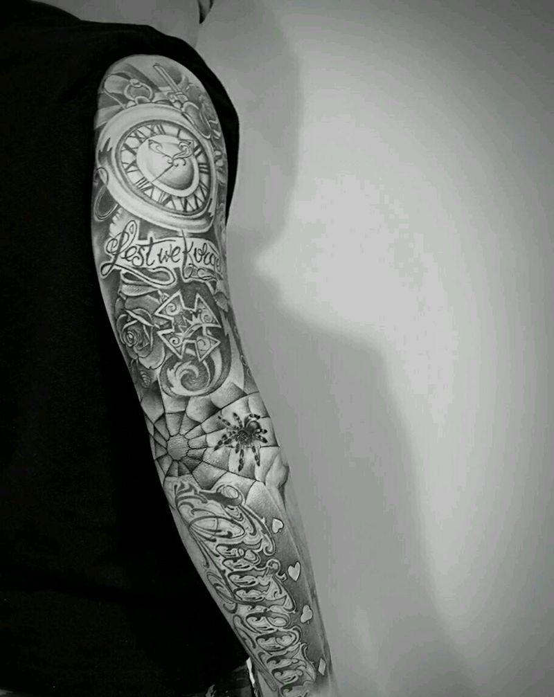 花臂纹身图片_手臂欧美原创花臂成品纹身图案