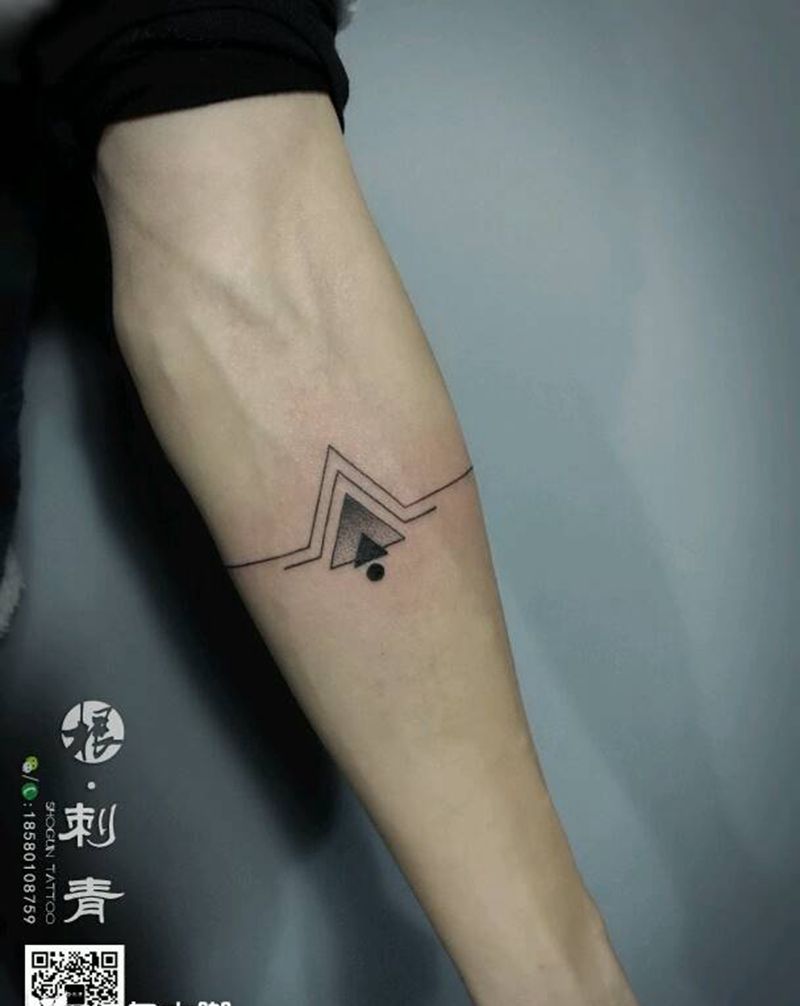 极简纹身图片_手臂传统清新几何成品纹身图案