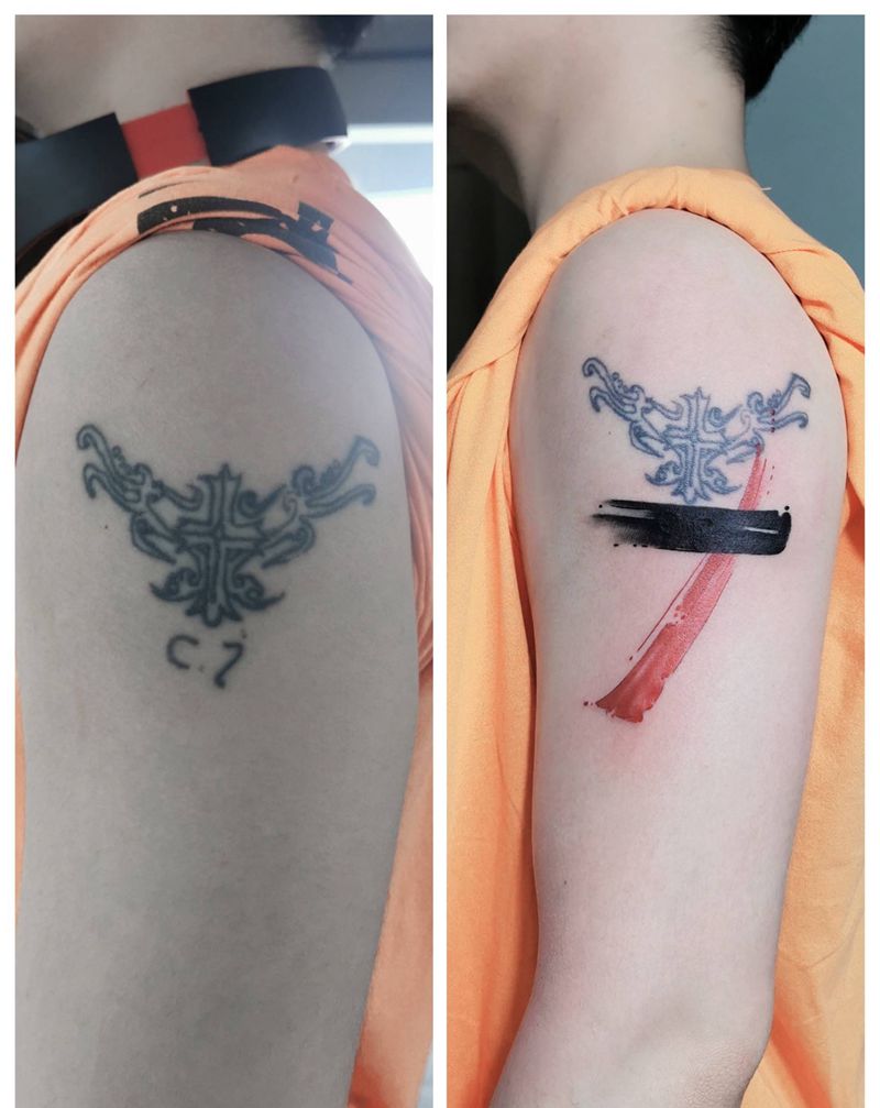 水墨笔触遮盖纹身图片_手臂手部水墨水彩纹身图案