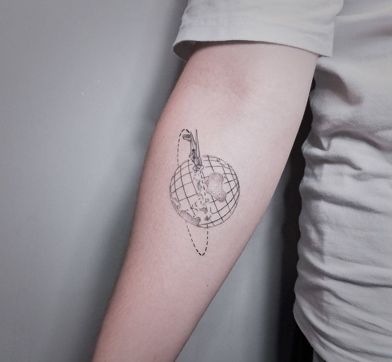 环游世界【丰作品】纹身图片_手臂几何小清新纹身图案