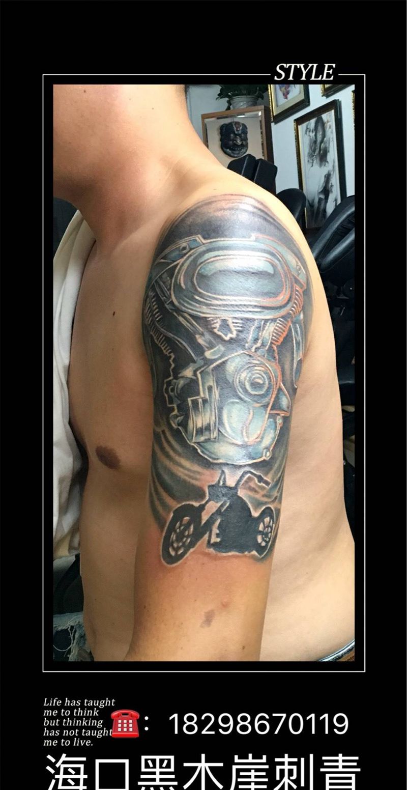 发动机纹身图片_成品手臂欧美原创纹身图案