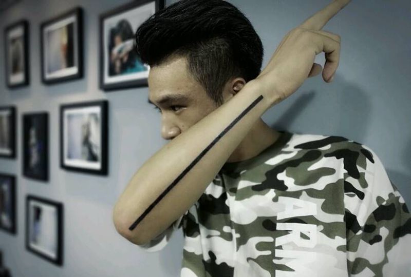 大气如你纹身图片_手臂传统几何图腾原创直线成品纹身图案