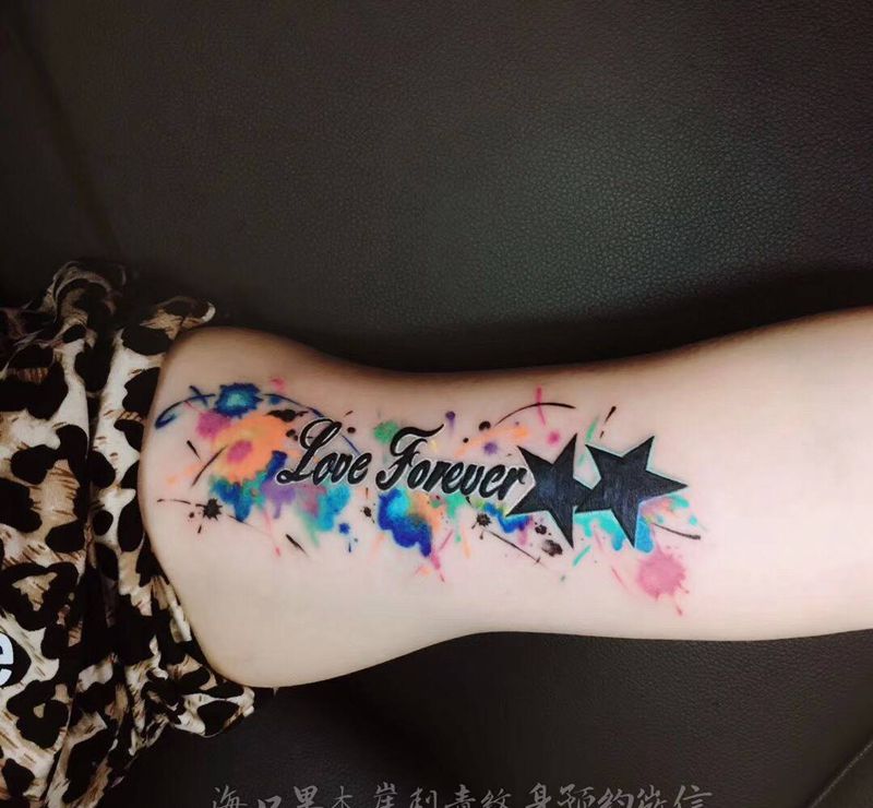 水彩风纹身图片