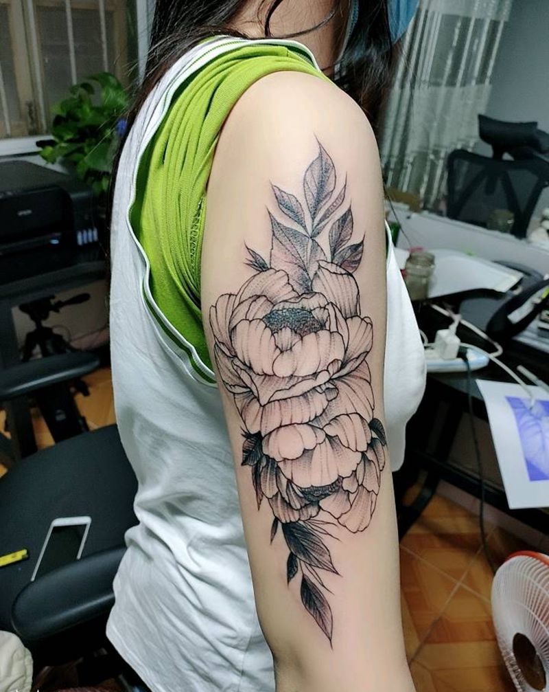 素花纹身图片_手臂点刺纹身图案