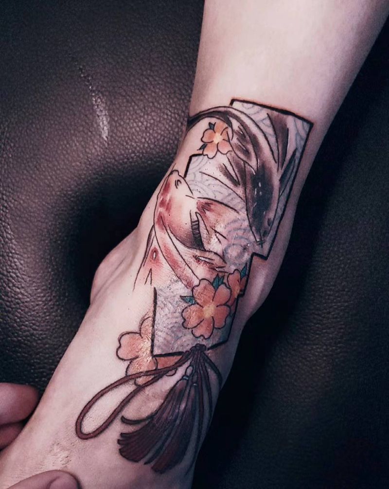 福牌纹身图片_脚部新传统纹身图案